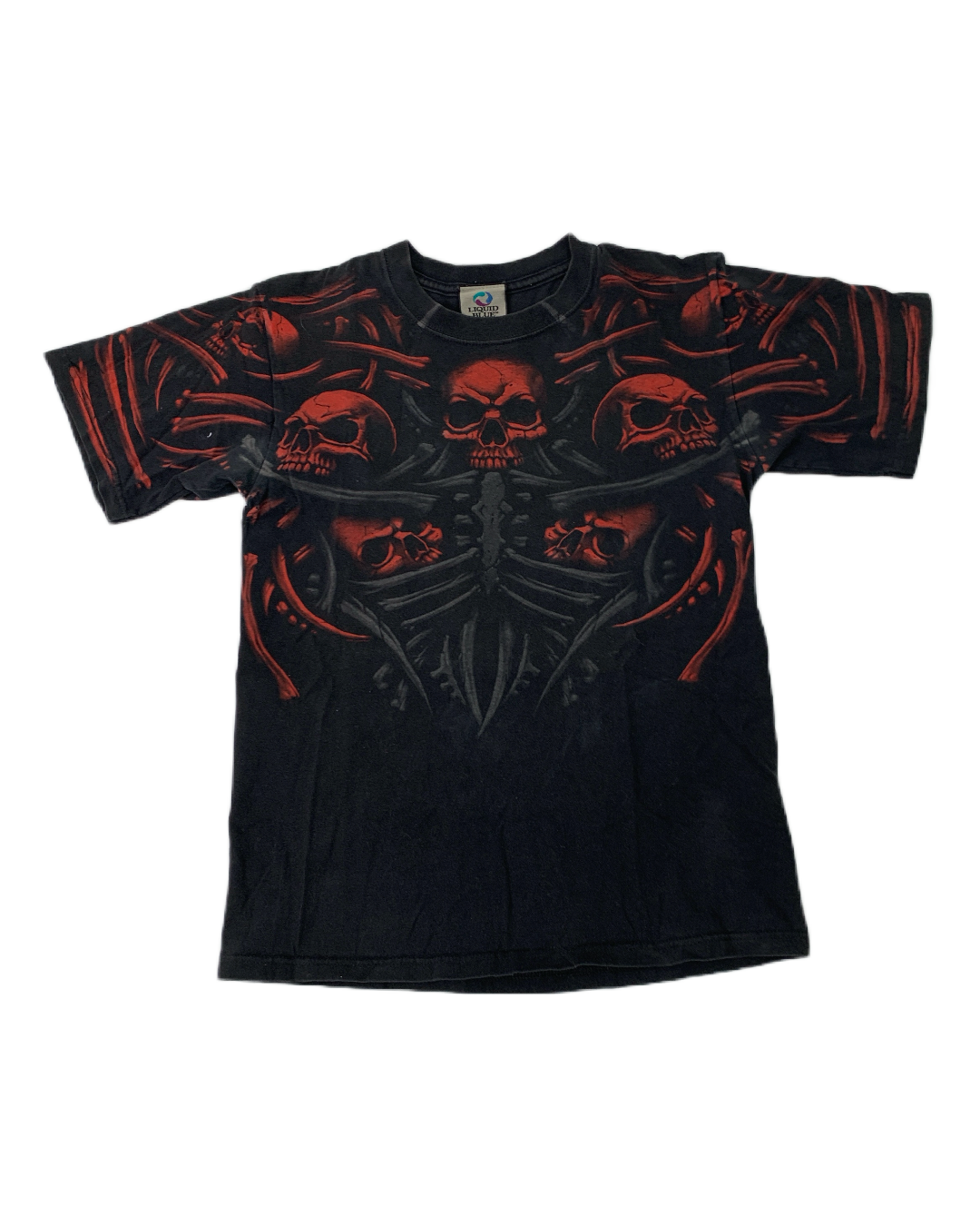Halloween skull with blue red Men's Plus Size T-shirt