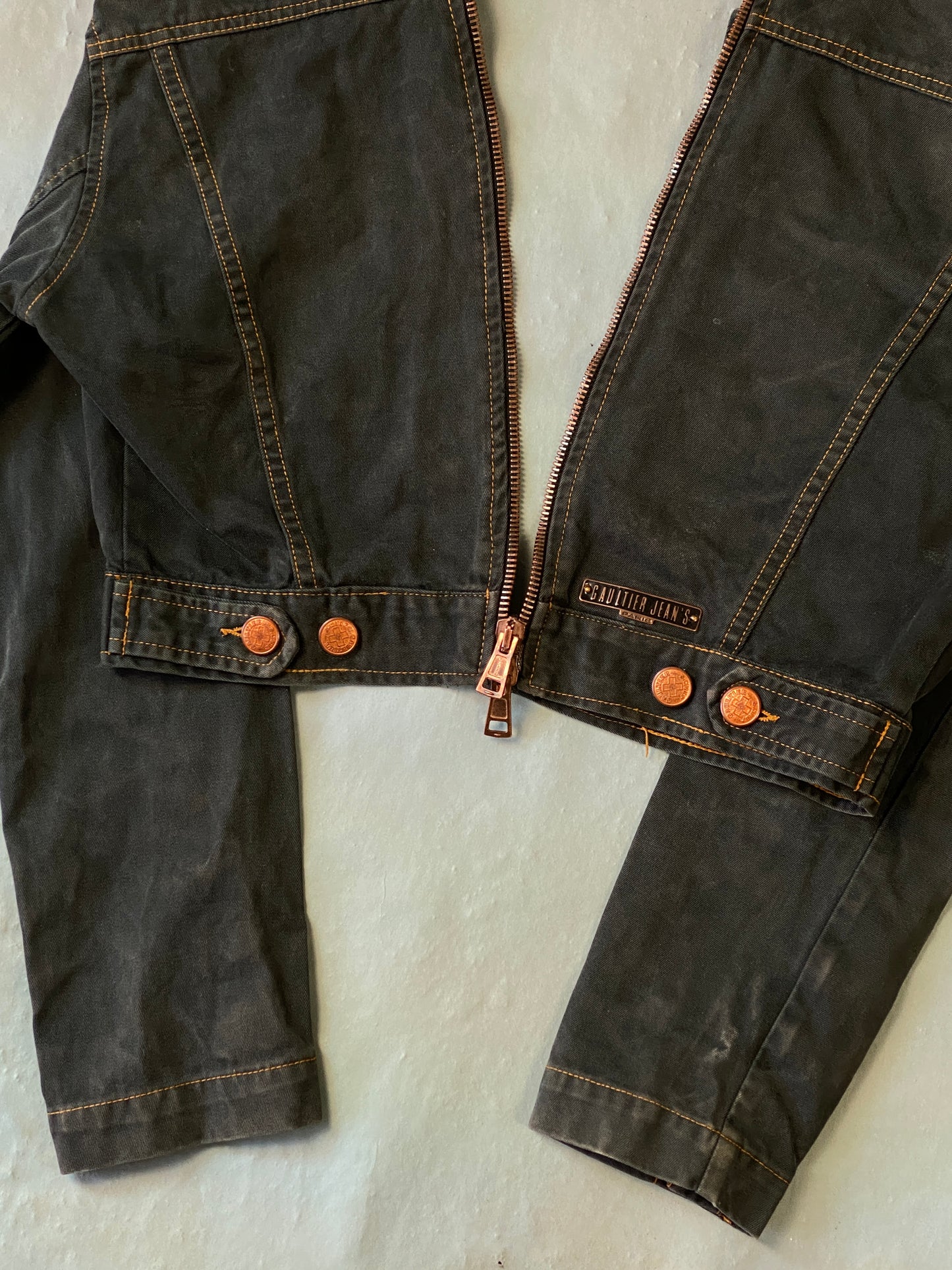 Jean Paul Gaultier FW98 Cropped Back Zip Vintage Denim Jacket
