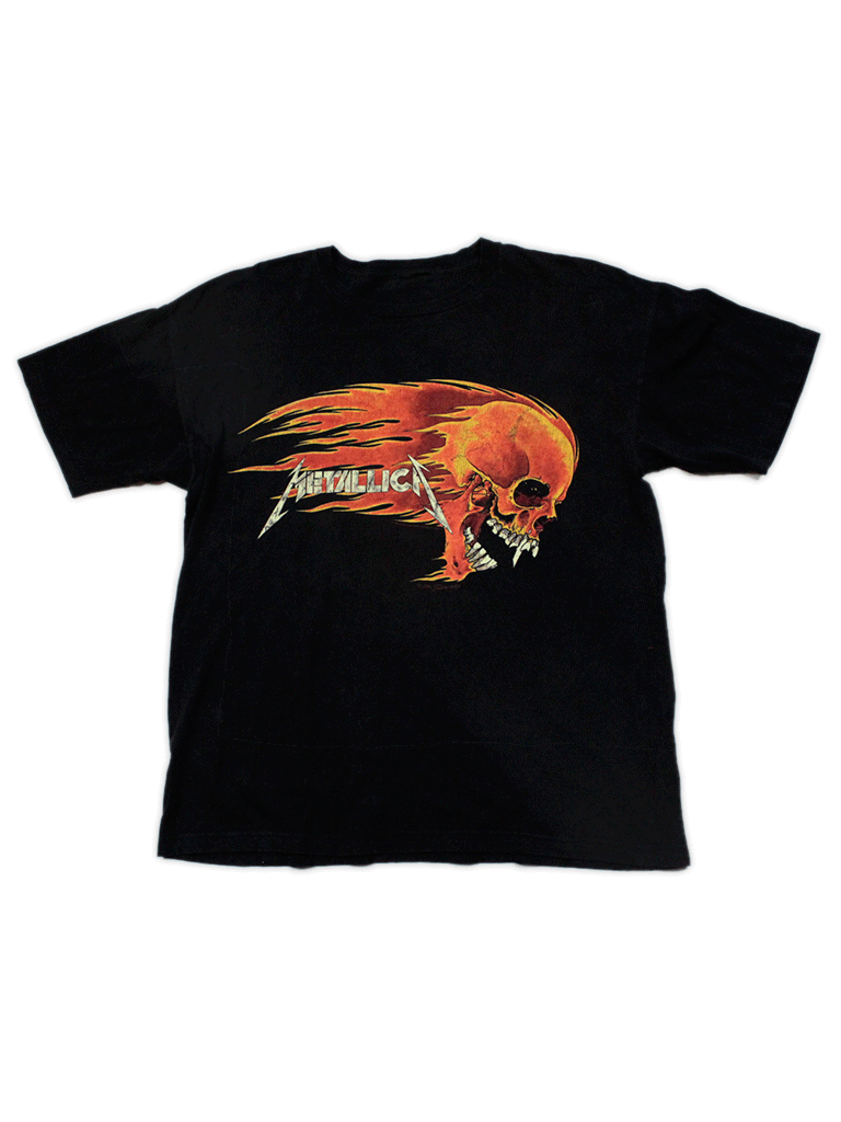 Vintage popular Metallica Pushead Flaming Skull T Shirt