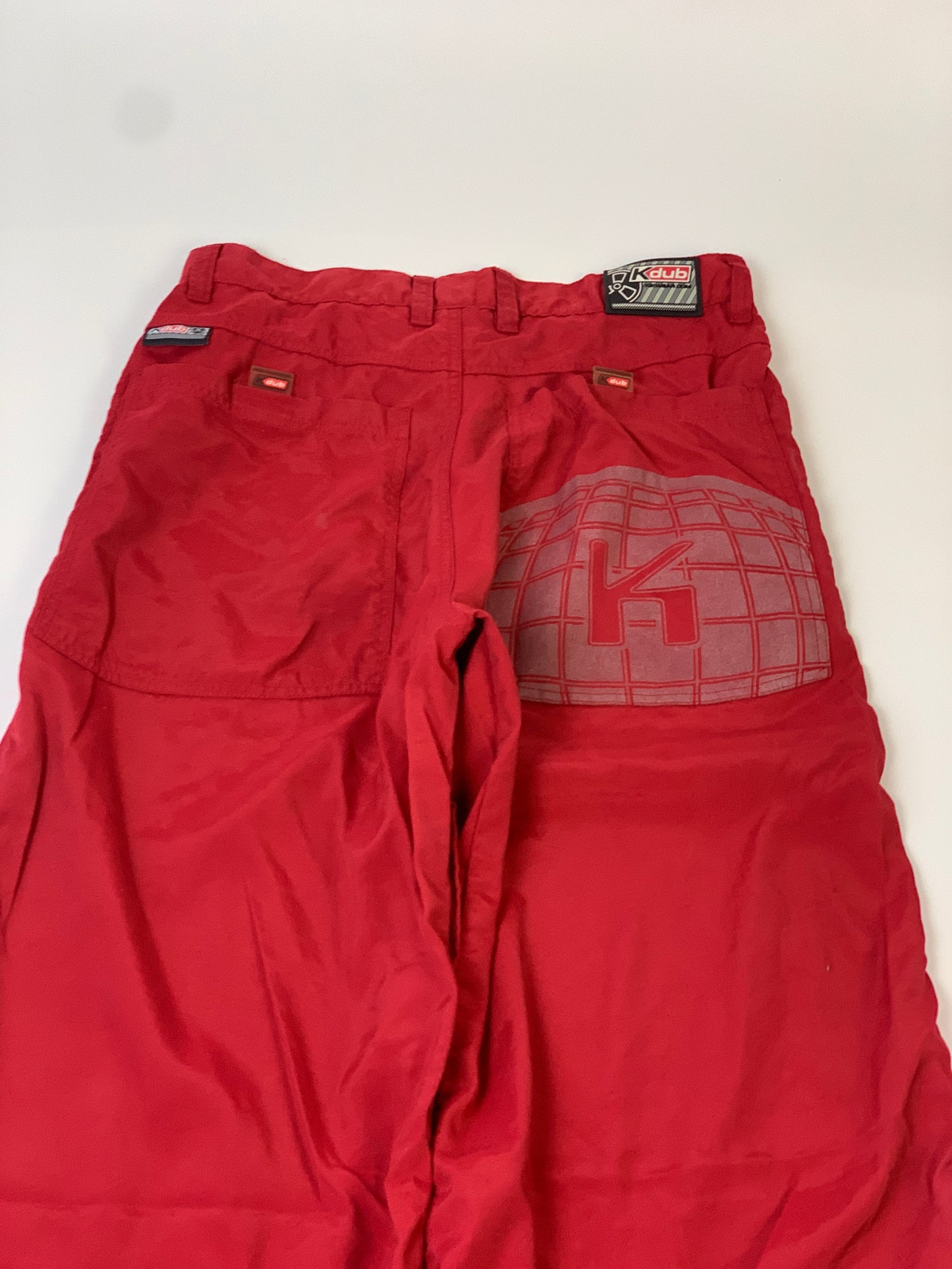 Kdub Kikwear Red Vintage Raver Baggy Flash Pants - 34
