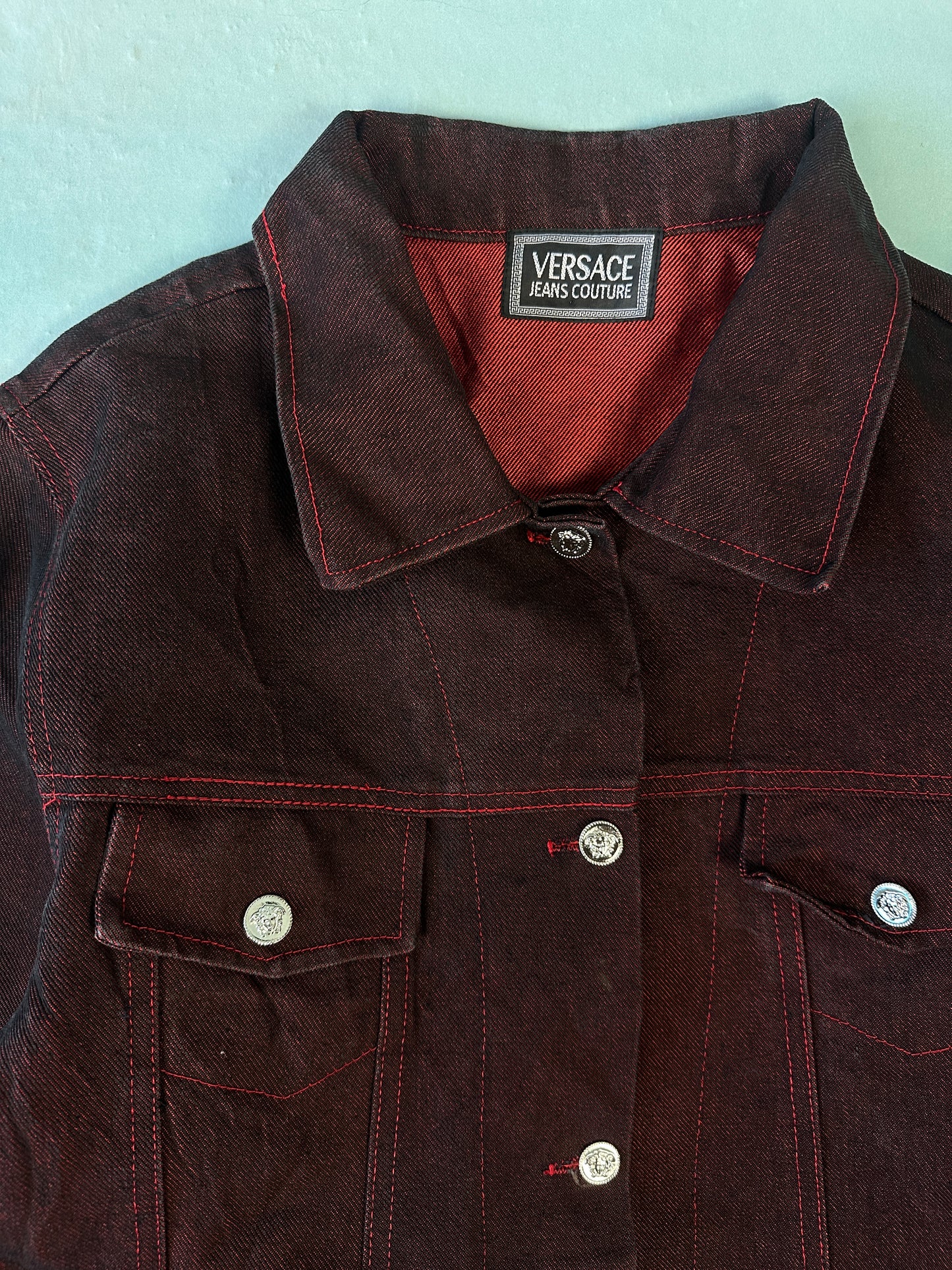 Versace Red Denim Vintage Jacket - M
