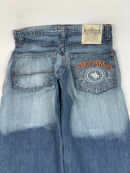 Akademiks Y2K Embroidery Wash Vintage Jeans - 32