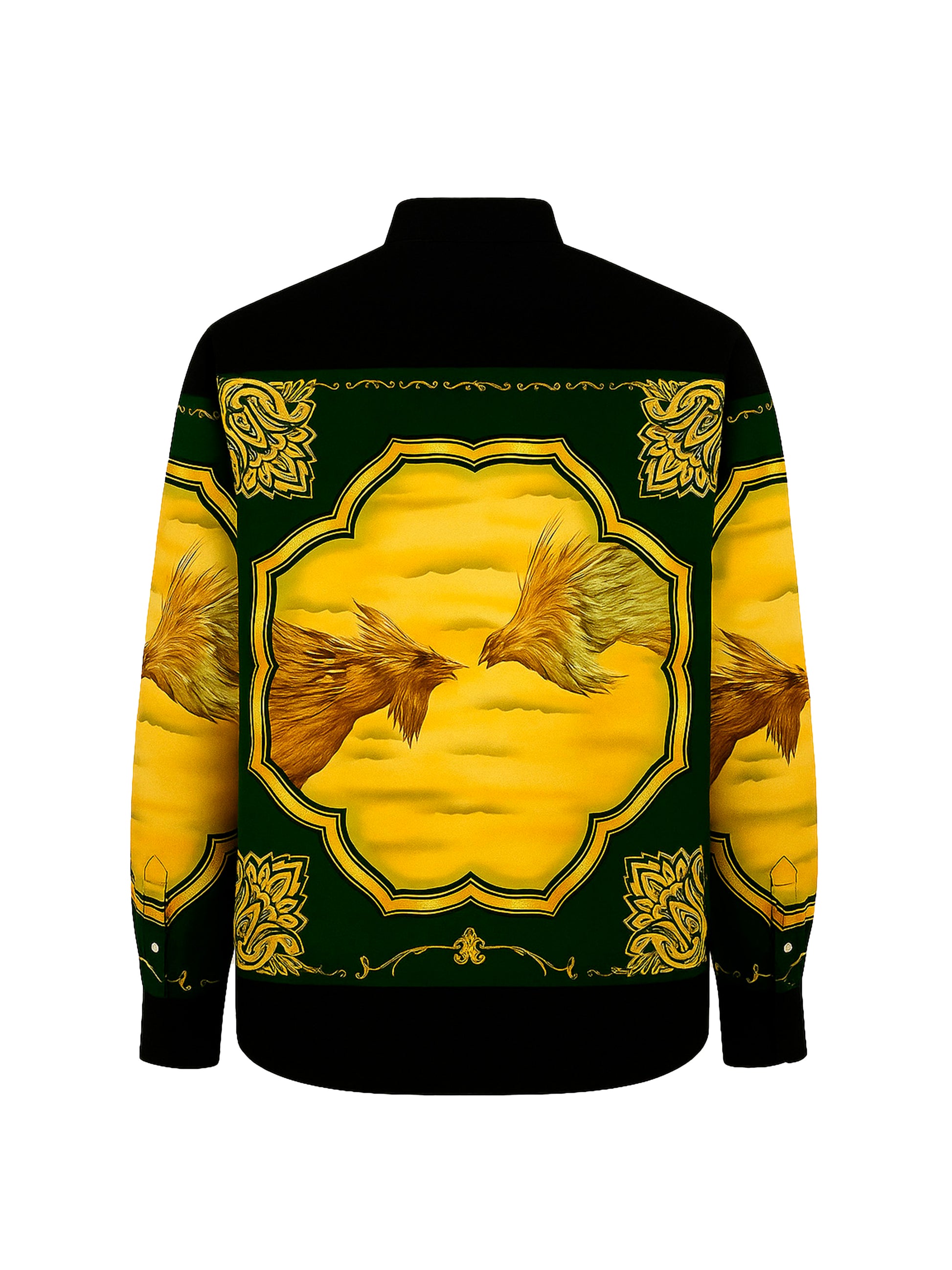 rooster fight satin shirt