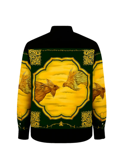 rooster fight satin shirt