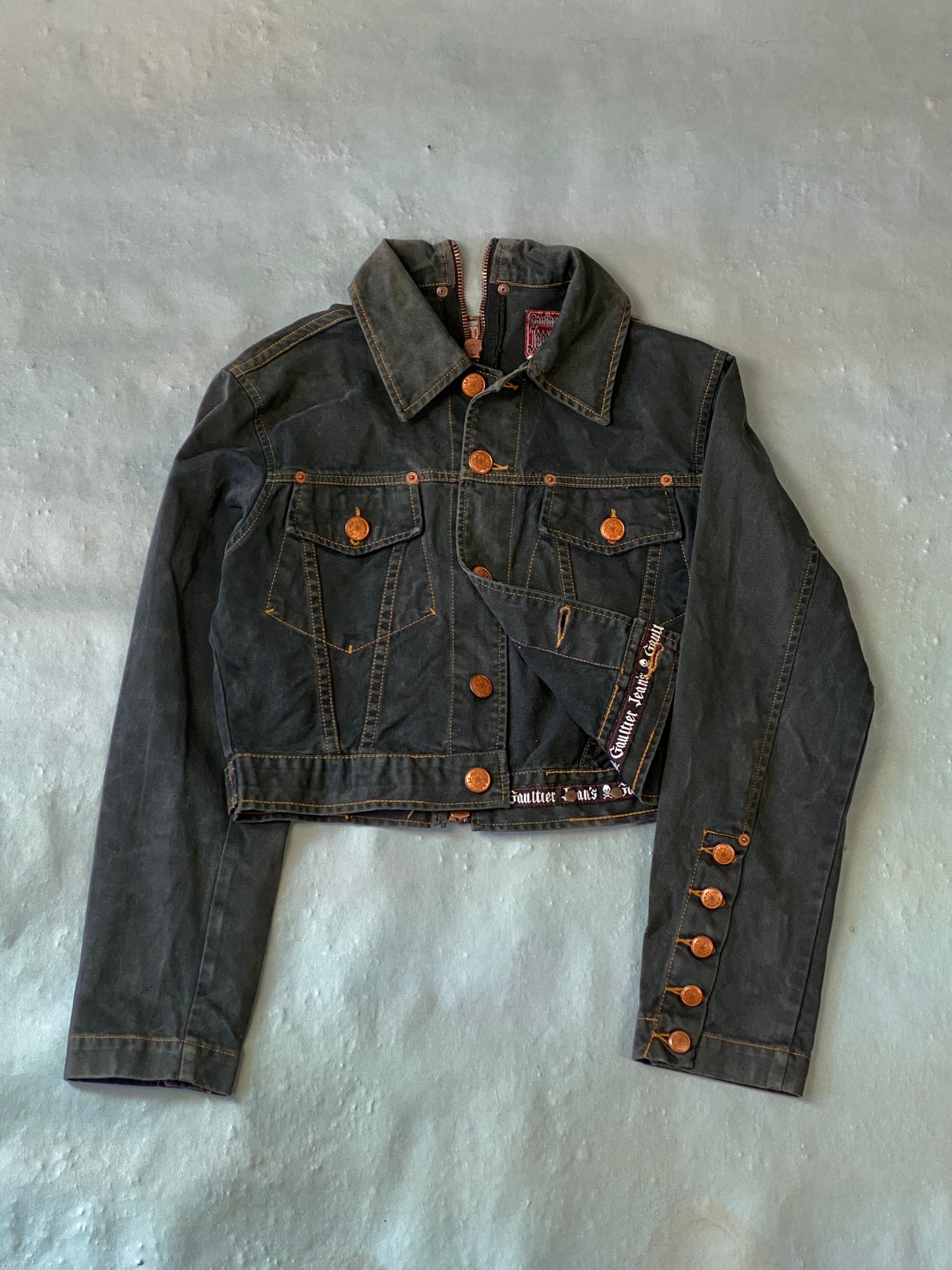 Jean Paul Gaultier FW98 Cropped Back Zip Vintage Denim Jacket