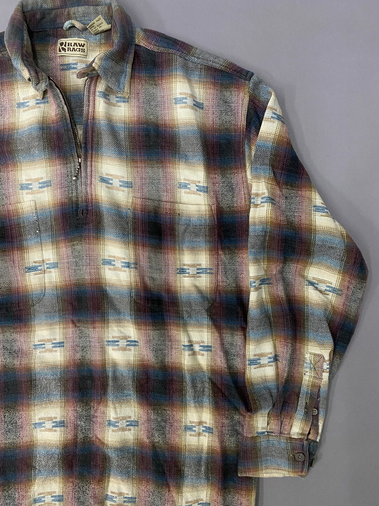 Vintage Half Zip Flannel Shirt