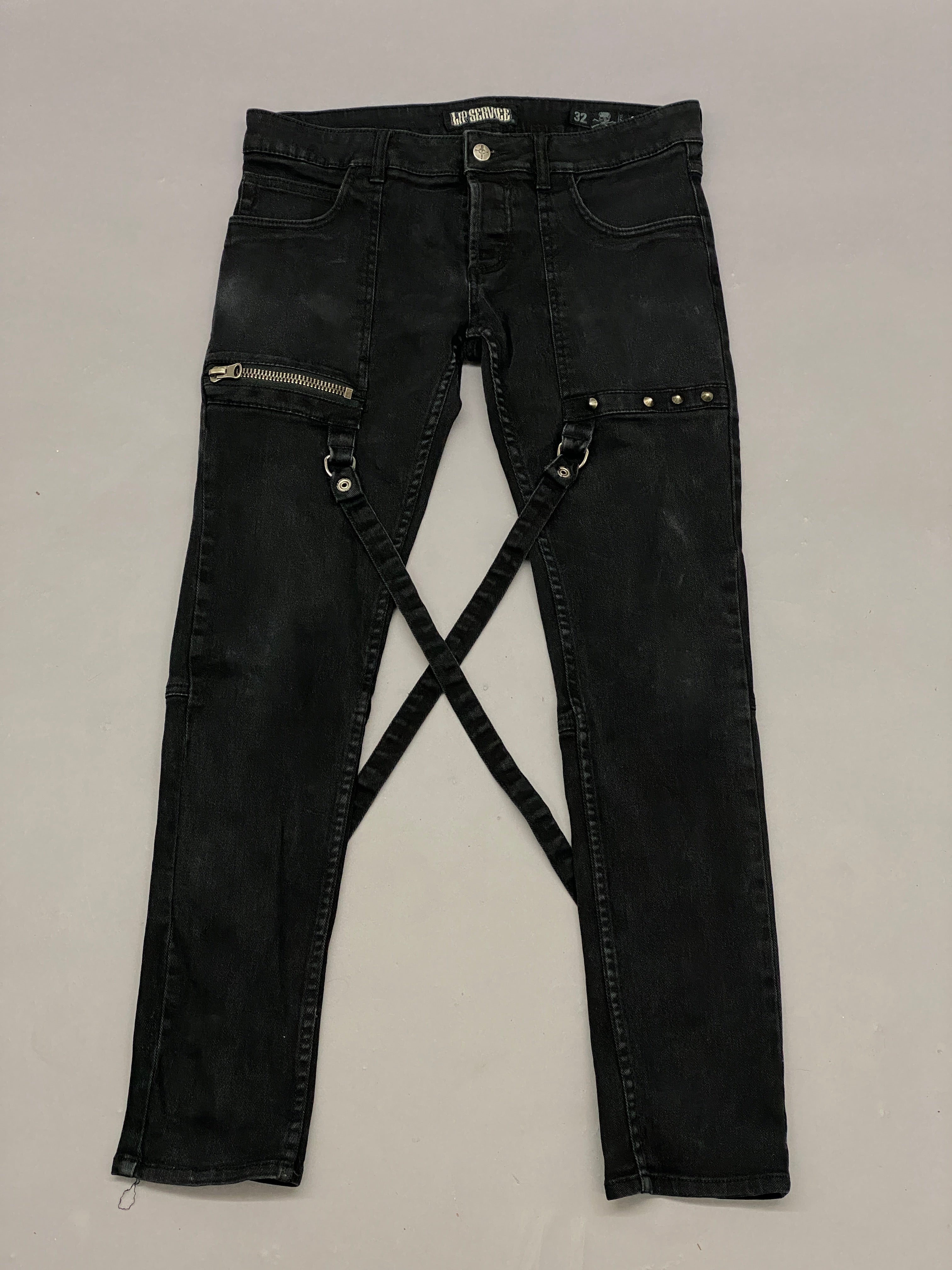 Royal Bones By Tripp Black Strap Skinny Jeans