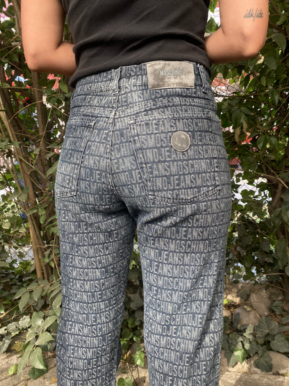 Moschino Monogram All Over Print Vintage Jeans