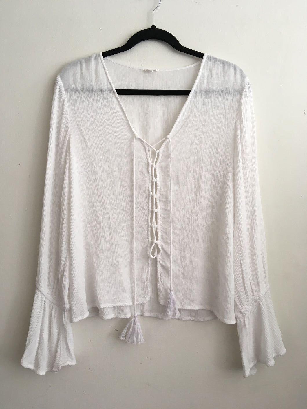White Lace up Blouse