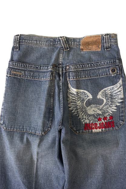 JNCO Eagle Spellout Vintage Baggy Jeans - 32 x 32