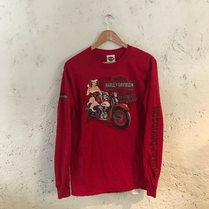 Playera Manga Larga Harley Davidson Feliz Navidad