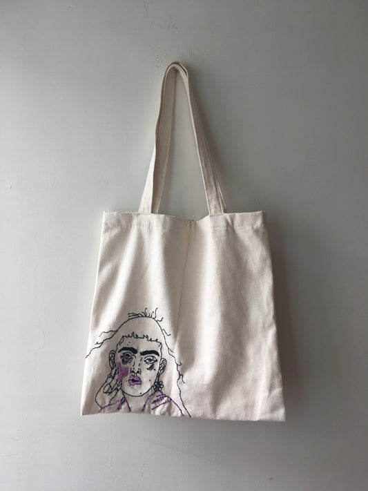 Lilac Embroidered Tote Bag