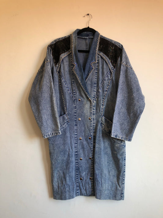 80's Denim Trench Coat