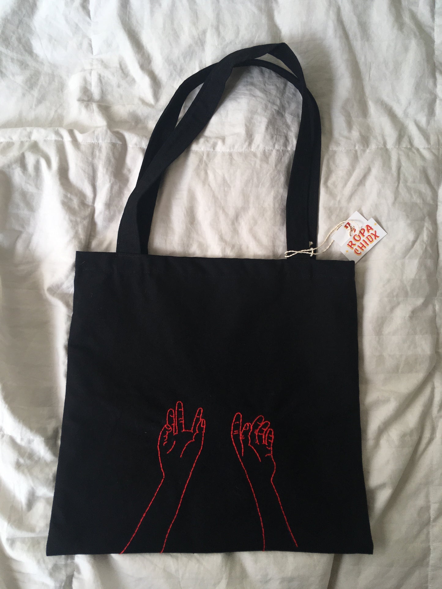 Tote Bag Embroidered Hands