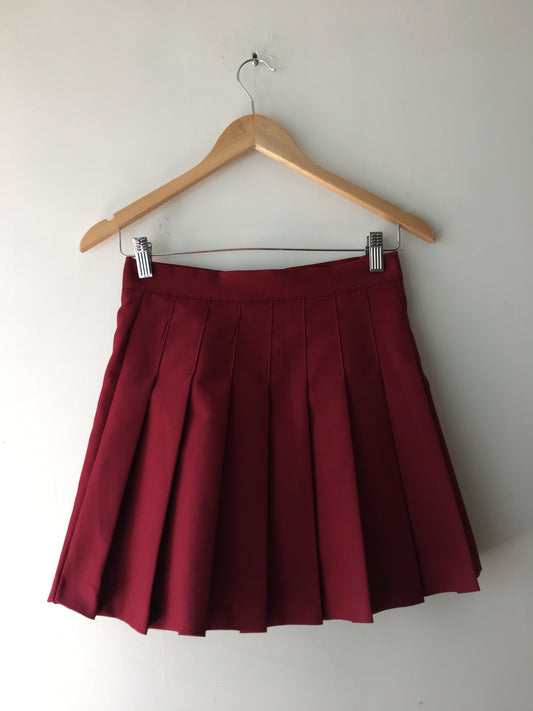 Wine Pleated Skirt