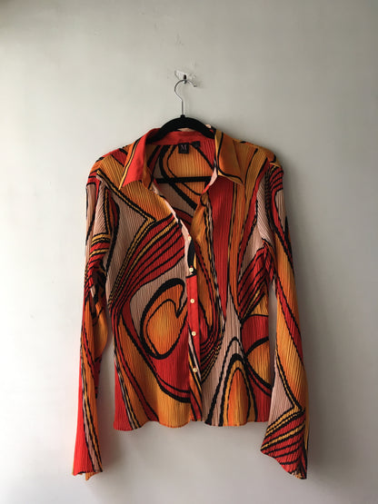 Orange Pleated Blouse