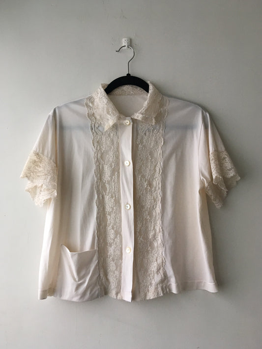 Vintage Silk and Lace Blouse