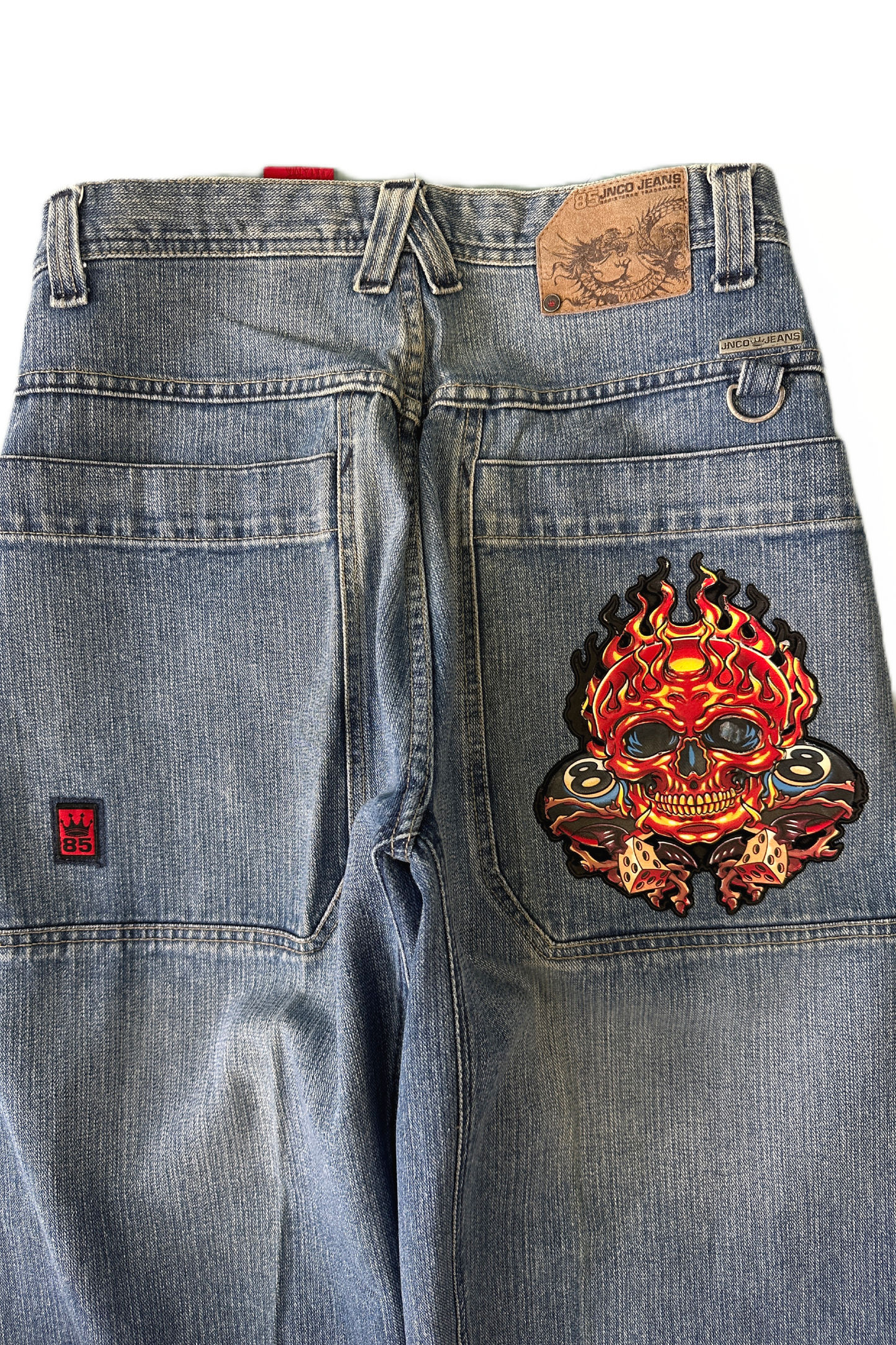 JNCO Skull 8Ball Flames Vintage Baggy Jeans - 32 x 32