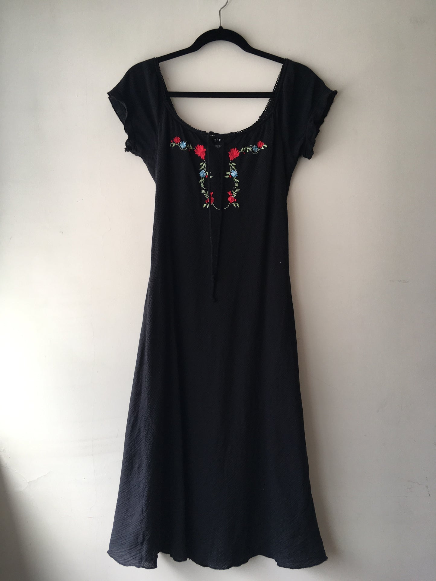 Embroidered Black Dress