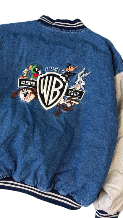 Warner Bros Vintage Denim Bomber Jacket - L